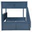 Lit superposé double au-dessus de grand lit double en bois massif avec tablettes-933347766