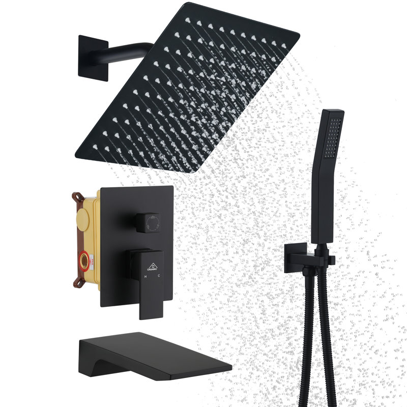 Large Nickel Multi-Head Rain Shower System with Handheld
