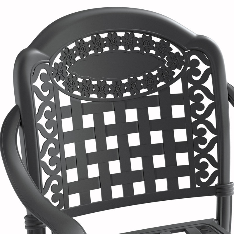 Ensemble de patio en fonte d'aluminium exquis avec fonction empilable et coussins confortables, Brun, 6