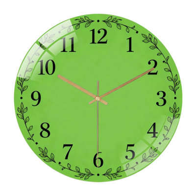 12" Round Tempered Glass Wall Clock with Silent Quartz Movement