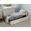 Lit de coin en L de style moderne avec lit simple en lin et deux tiroirs de rangement-656784655