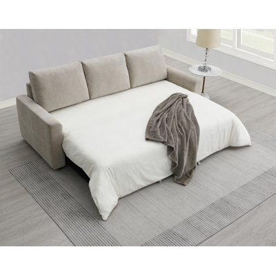 Canapé-lit beige en lin