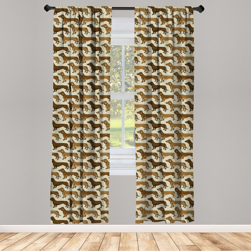 Dachshund Semi-Sheer Rod Pocket Curtain Panels, 28" x 95"