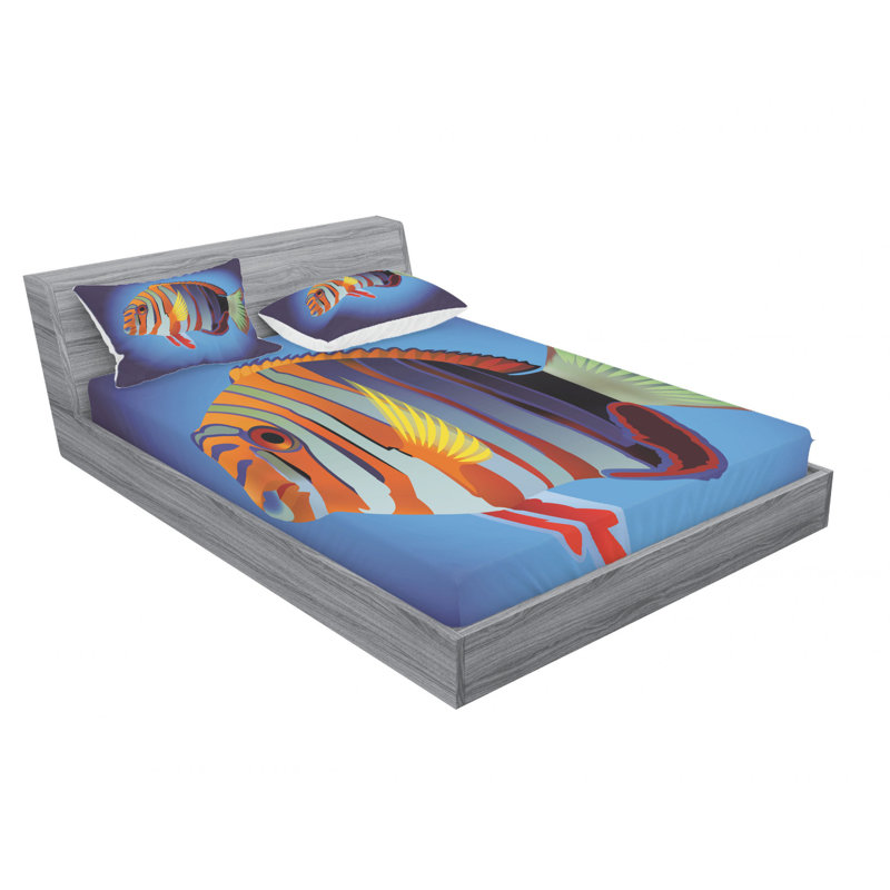 Ensemble de draps Exotic Ocean, Ensemble de drap pour grand lit avec drap-housse