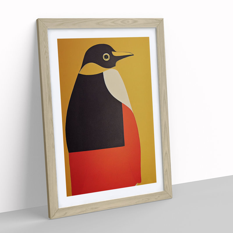 Modern Abstract Penguin No.2 - Framed Print, 34cm H x 25cm W x 2cm D, Oak