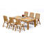 8 Seats 9 Pcs Grade-A Teak Wood Dining Set: 86" Canberra Rectangle Table And 8 Marley Folding Reclining Arm Chairs #11MR1908-1483044033