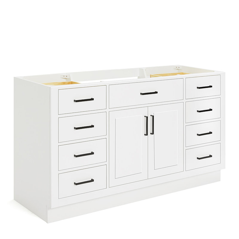 60" Single Sink Bathroom Vanity, White, Matte Black