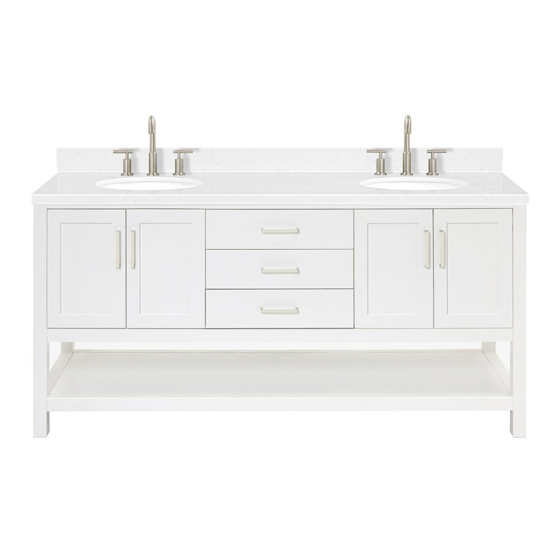 ARIEL Magnolia 72 Double Bathroom Vanity with Top, White, Oval