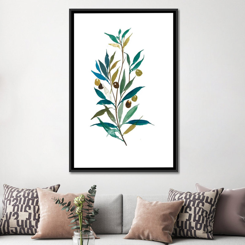 «Olive II», reproduction sur toile, H 26 po x l 18 po x P 1,5 po, Toile avec cadre noir, Pas de tapis