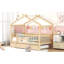 Lit simple en bois avec lit gigogne simple