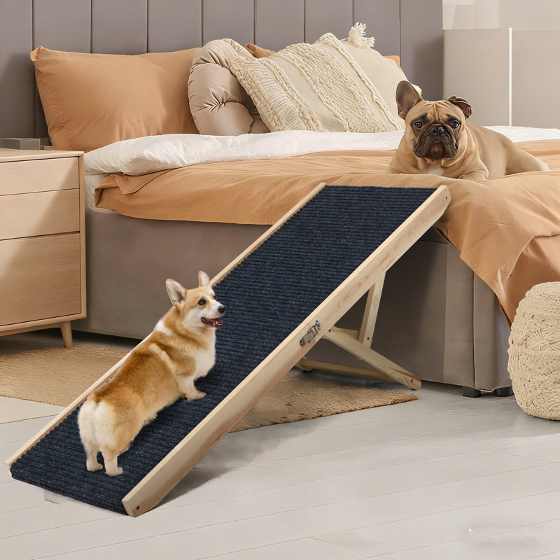 Rampe réglable et pliante pour animaux en bois, H 2,2 po x l 39,4 po x P 16,1 po