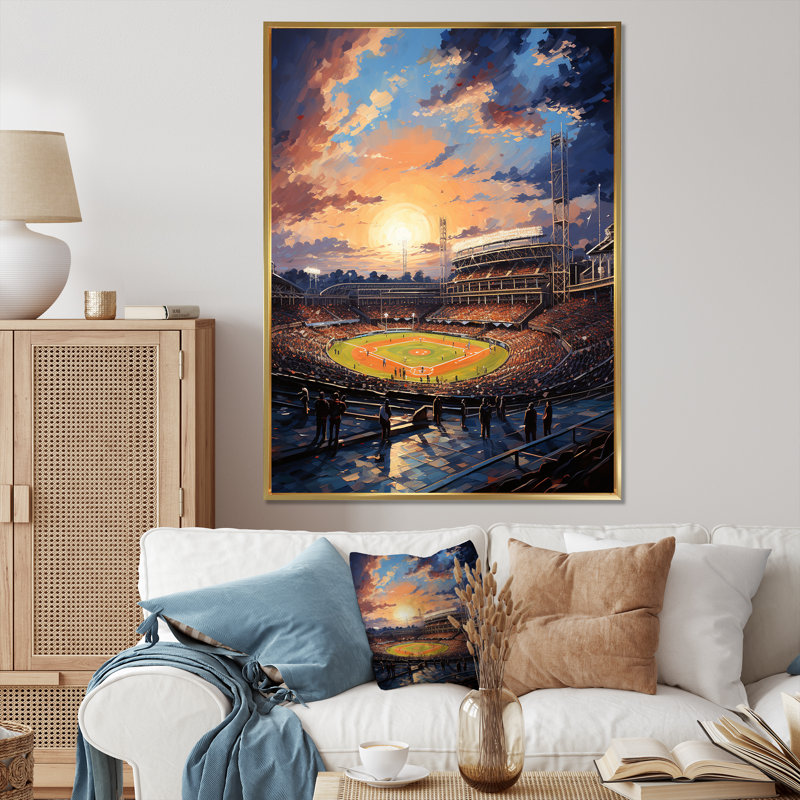 " Stadiums Under The Floodlights II ", Gold Floater Framed, 44" H x 34" W x 1.5" D