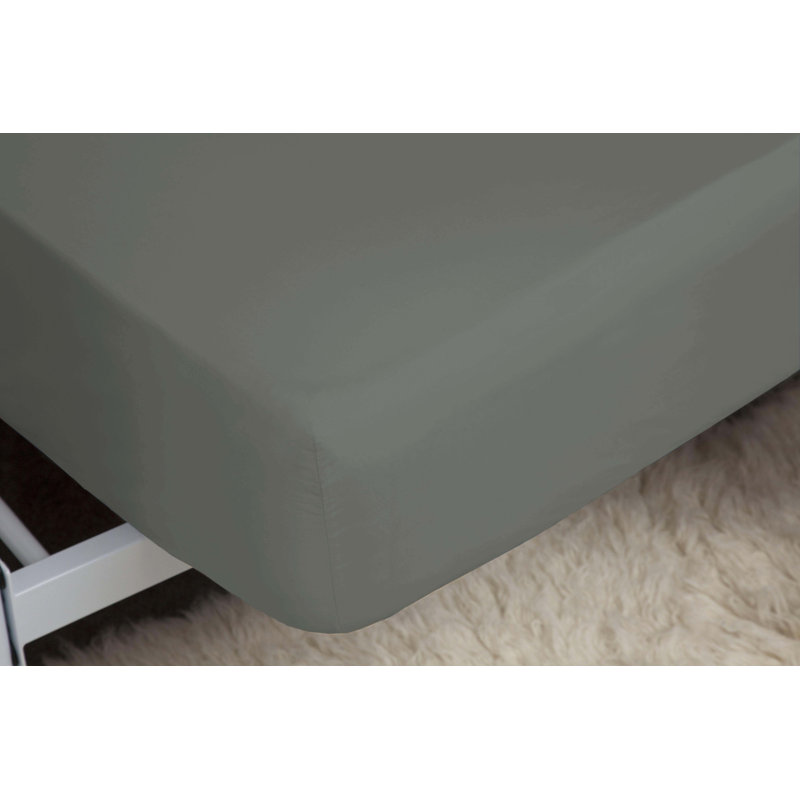 Plain Dye 200 TC Egyptian-Quality Cotton Egyptian Cotton Fitted Sheet, Slate, Super King (6')