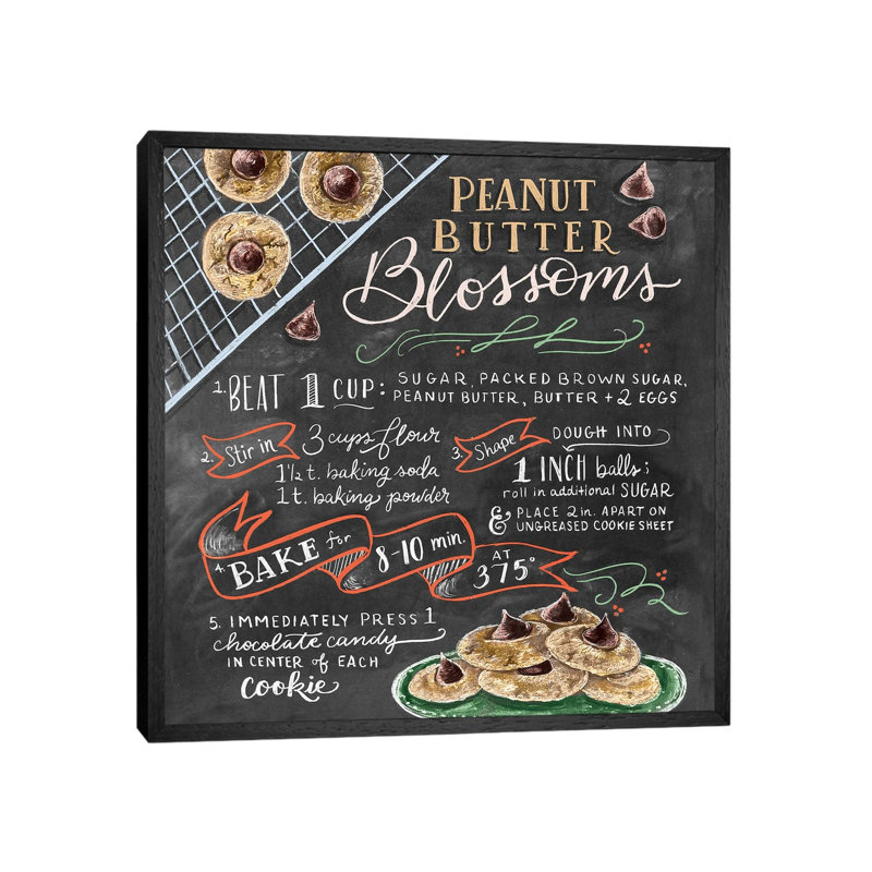 Peanutbutter Blossoms Recipe by Lily & Val - Print on Canvas, 45.72 cm H x 45.72 cm W, Black Framed Canvas
