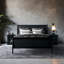 Lit-bateau noir en bois massif