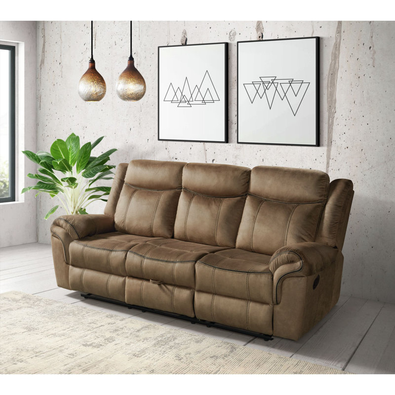 Canapé inclinable manuel 85 po Lyzeth, Polyester à 100 % de couleur brune