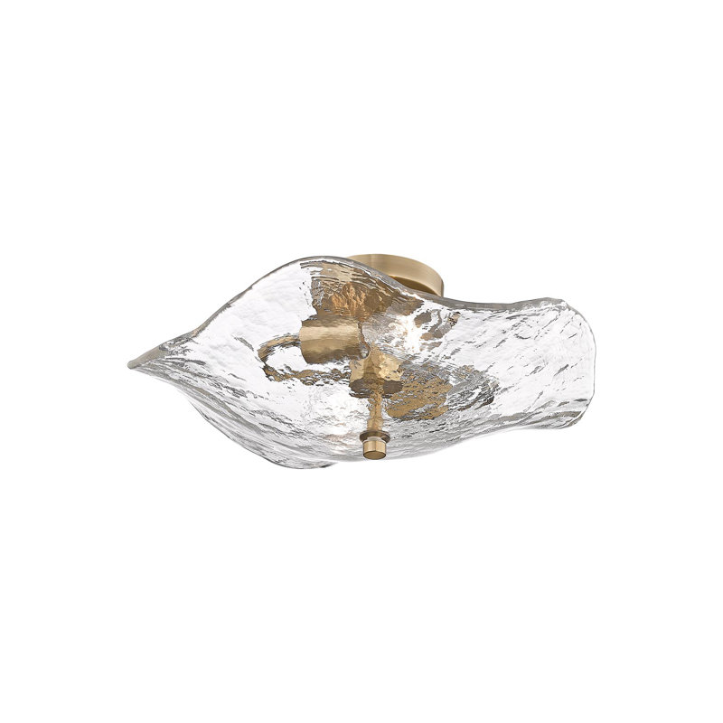 Glass Semi Flush Mount, Brass
