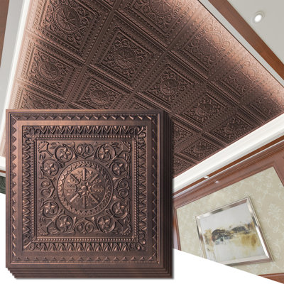 2 Ft. X 2 Ft. Glue-Up PVC Ceiling Tile,Waterproof Drop-in Ceiling Tile (48sq.ft./Case)