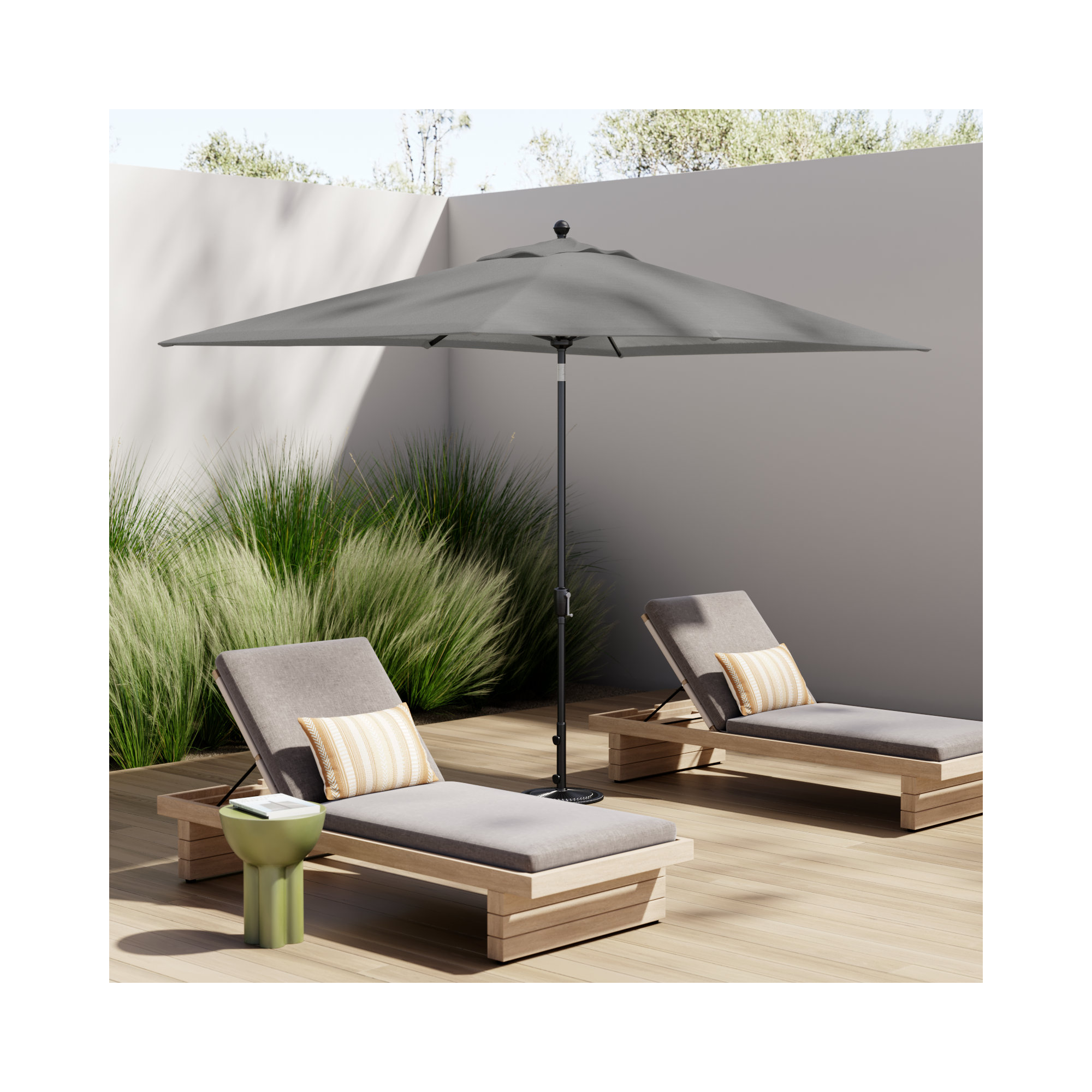 Launceston 78'' Outdoor Umbrella, Cast Silver Sunbrella, Black