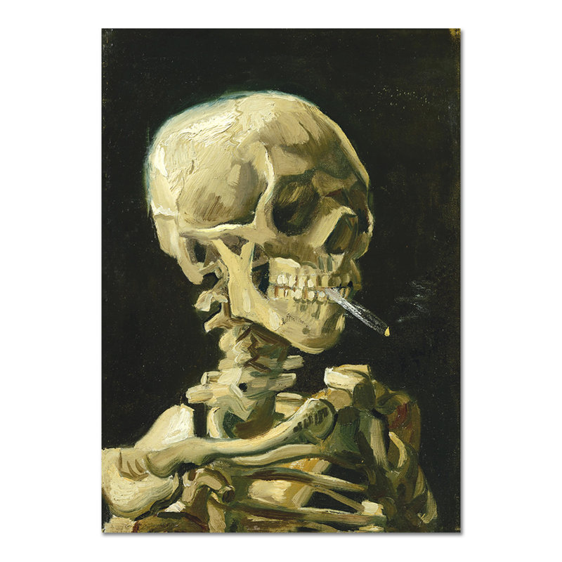 Head Of A Skeleton With A Cigarette by Vincent Van Gogh - No Frame Painting on Plastic / Acrylic, 95cm H x 65cm W