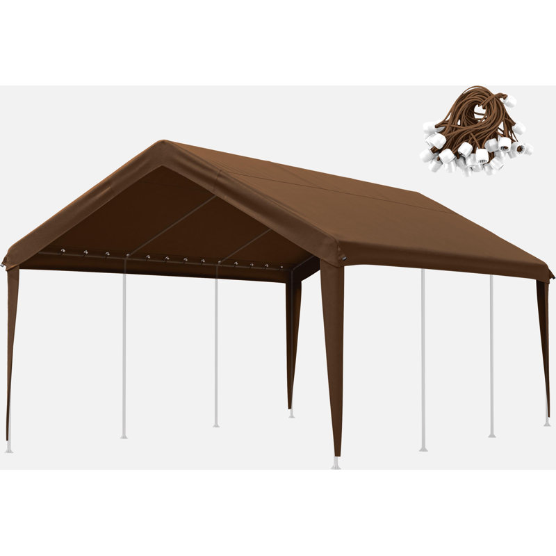 Housse de remplacement pour auvent pour abri d'auto avec coussins sphériques (cadre non inclus), Chocolat