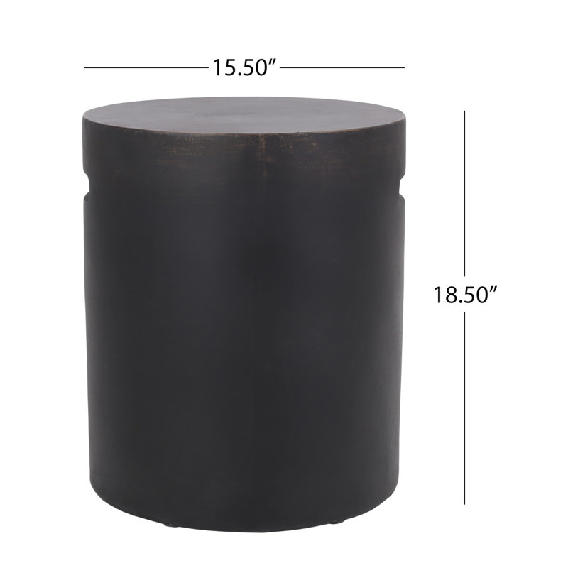 Light Weight Concrete Outdoor Side Table With Simple Cylindrical Structure And Cutout Handle