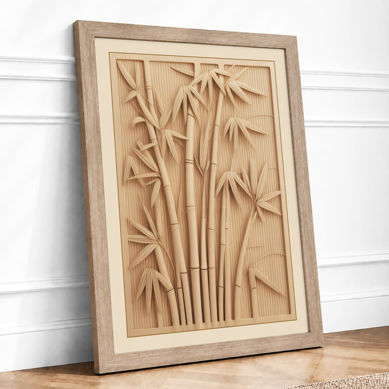 Bamboo Relief Botanical - Framed Print, A1 - 84.1 x 59.4 cm, Oak