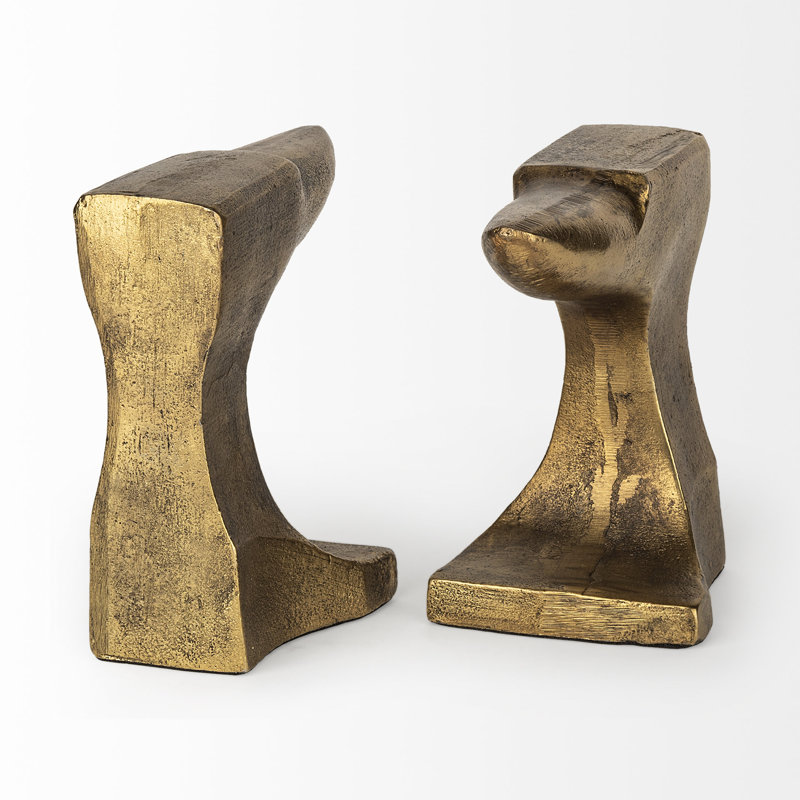 Industrial Aluminum Bookends, Gold