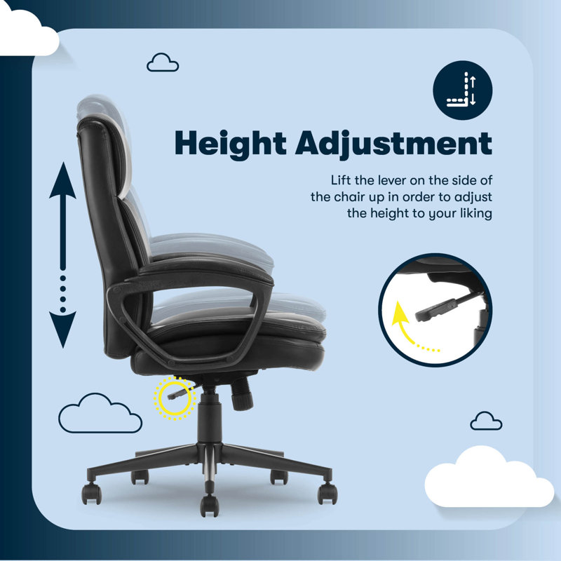 Comfort Ergo Swivel Office Chair, Black, Bonded Leather
