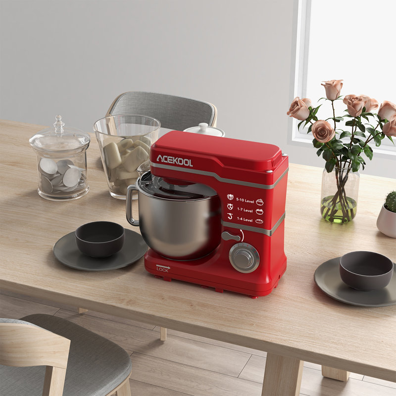 Batteur sur socle avec moteur de 660 W, bol en acier inoxydable de 7,5 pte, mélangeur à tête inclinable à 10 vitesses pour la cuisson à domicile