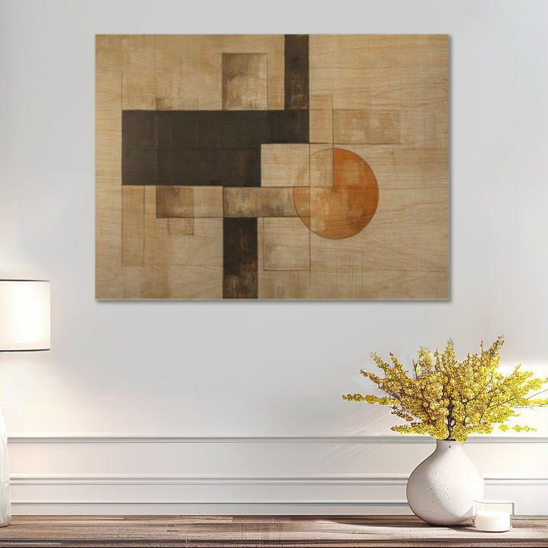 Blocs ronds ambrés - Décoration murale en bois de style moderne du milieu du siècle, H 24 po x l 32 po