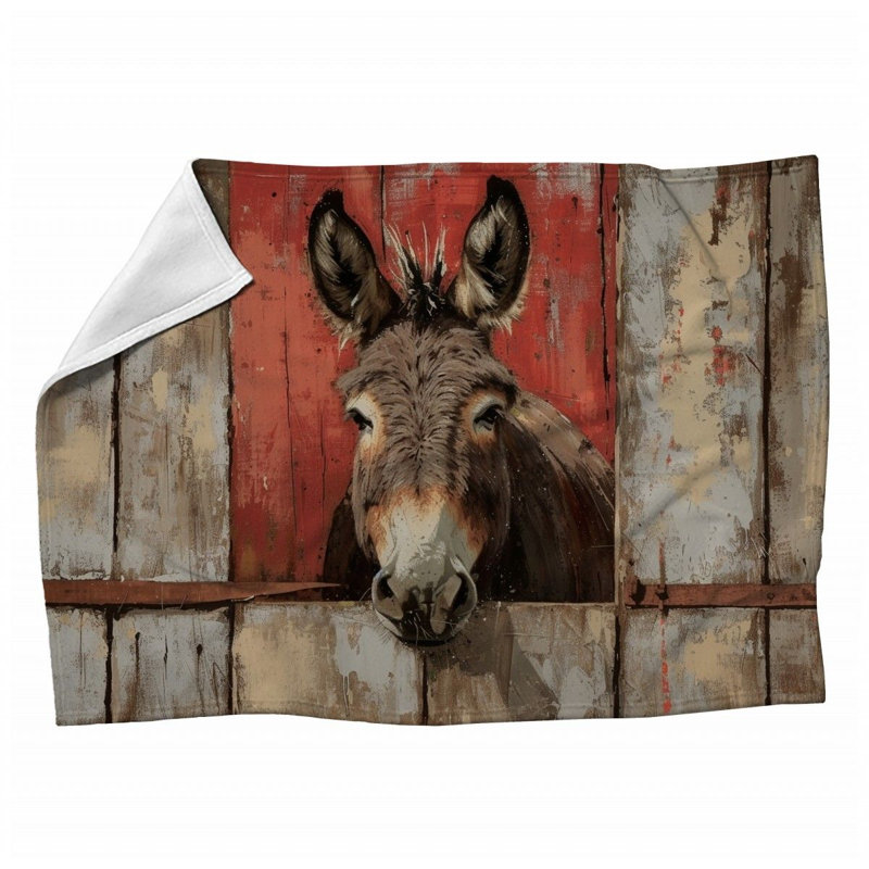 Jeté en molleton Donkey - Couvertures douces et chaudes pour animaux - Jeté pour canapé, lit et chaises, L 60 po x L 80 po