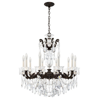 La Scala 10 Light 28in x 29.5in Chandelier in Etruscan Gold with Clear Radiance Crystals