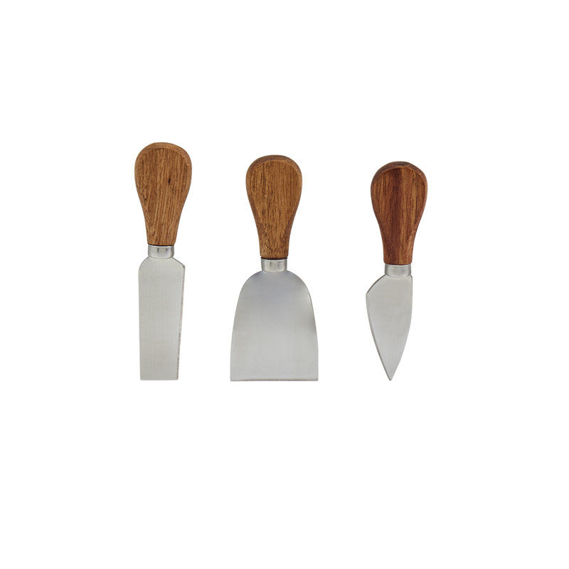 Tabletops Gallery Tabletops Gallery Acacia Wood 5-piece Round Serving Board Set with Cheese Knives and Holding Block