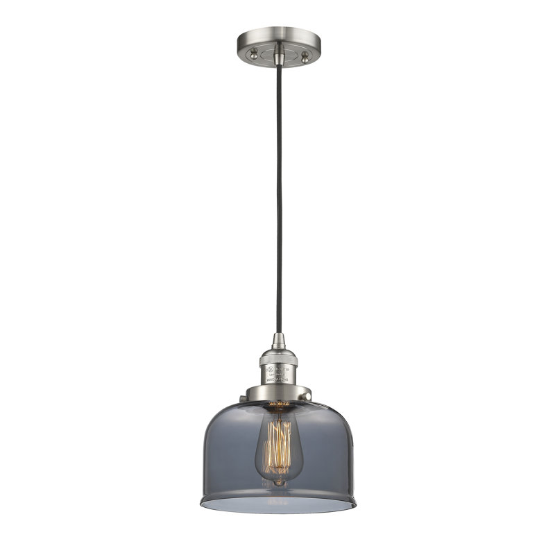 Witherington 1 - Light Single Pendant, 8.88" H x 7.75" W x 7.75" D, Brushed Satin Nickel, Smoked