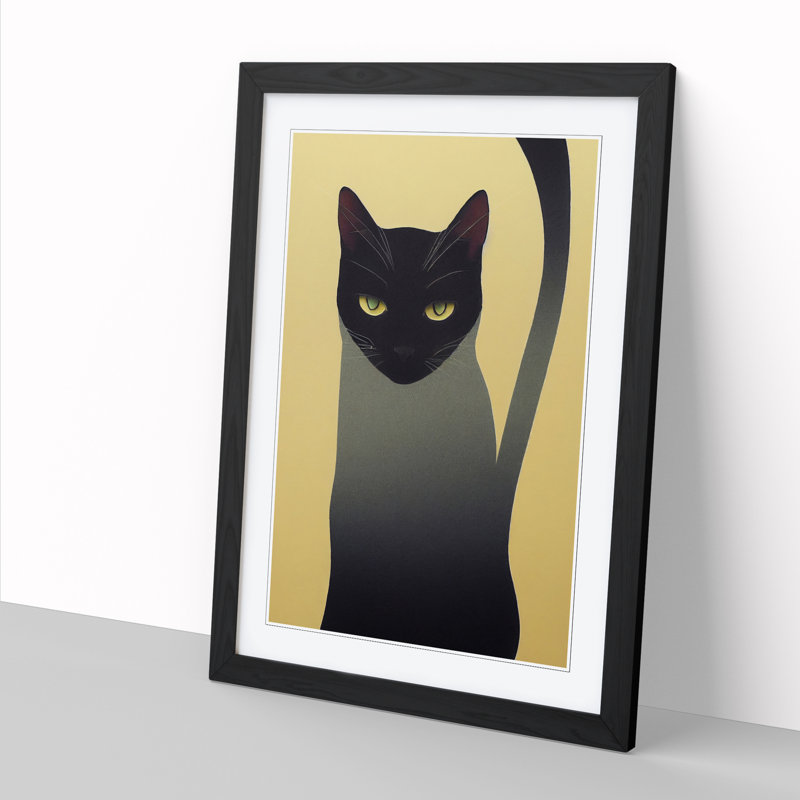 Cat Conceptual Art - Picture Frame Print, 34cm H x 25cm W, Walnut Framed