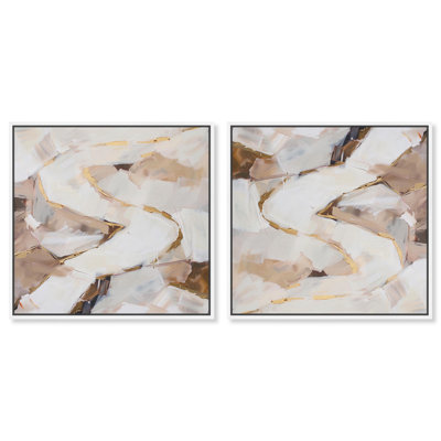 Ensemble de profondeurs caramel sur toile, art bohème délavé par Art Remedy