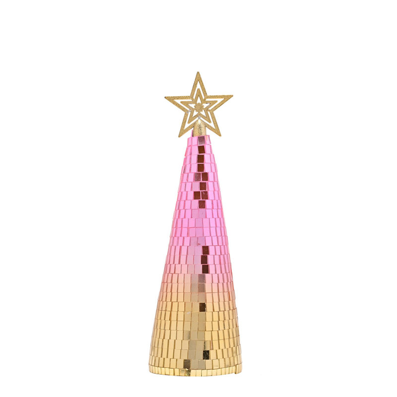 Pink & Gold Disco Ball Christmas Tree Ornament Medium