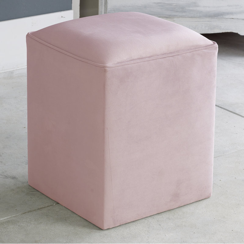 Henton 40cm Wide Velvet Square Solid Colour Pouffe Ottoman, Pink