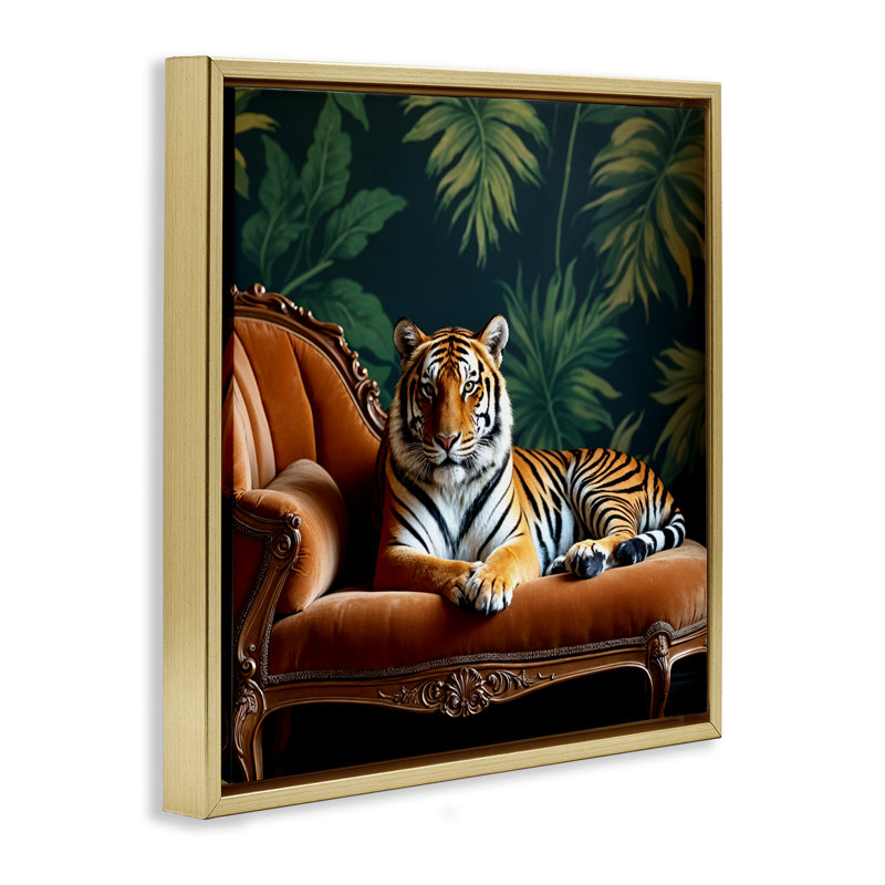 Chaise longue flottante Tiger, H 25 po x l 25 po, Cadre flottant métallique doré