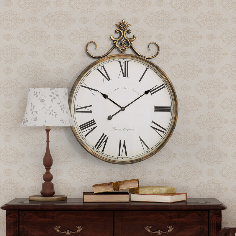 Alexandros Wall Clock Metal Antique-gold Accent Clock, 60 x 78.5cm