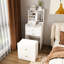 31 coiffeuses avec miroir à DEL, tabouret de rangement rembourré et 4 compartiments - bois blanc pour la chambre à coucher et le maquillage 3 températures de couleur personnalisables