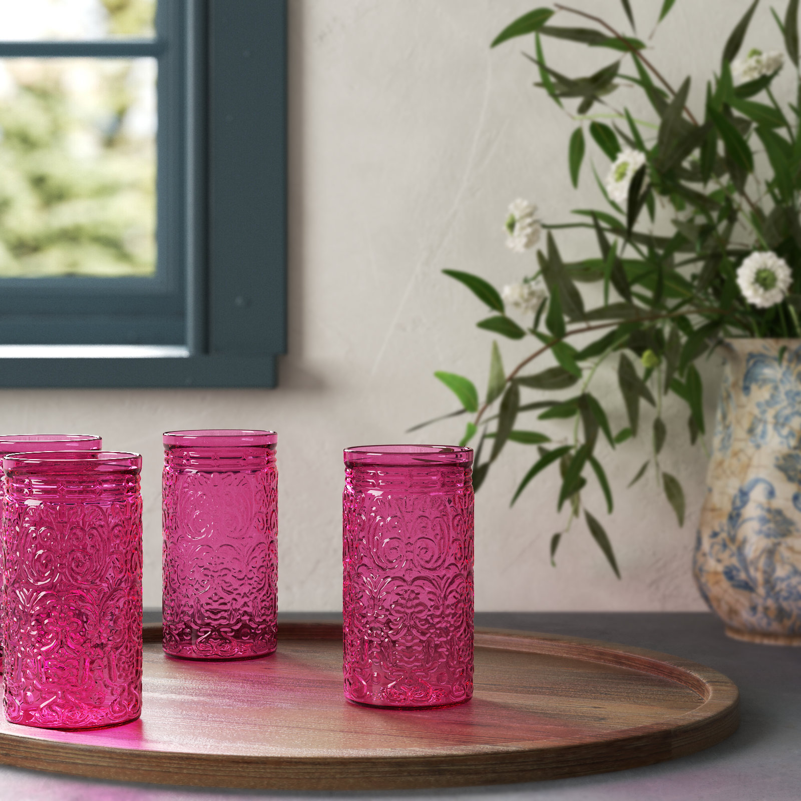 Jax Glass Highball 14 oz, 4, Hot Pink