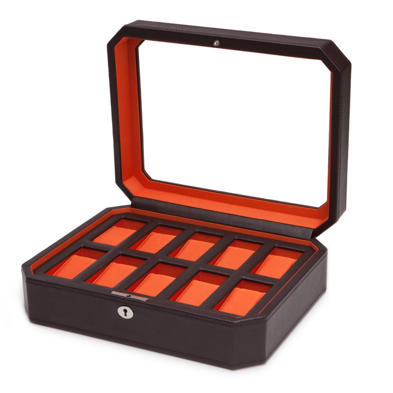 Boîte à montre 10 pièces, Brun / Orange