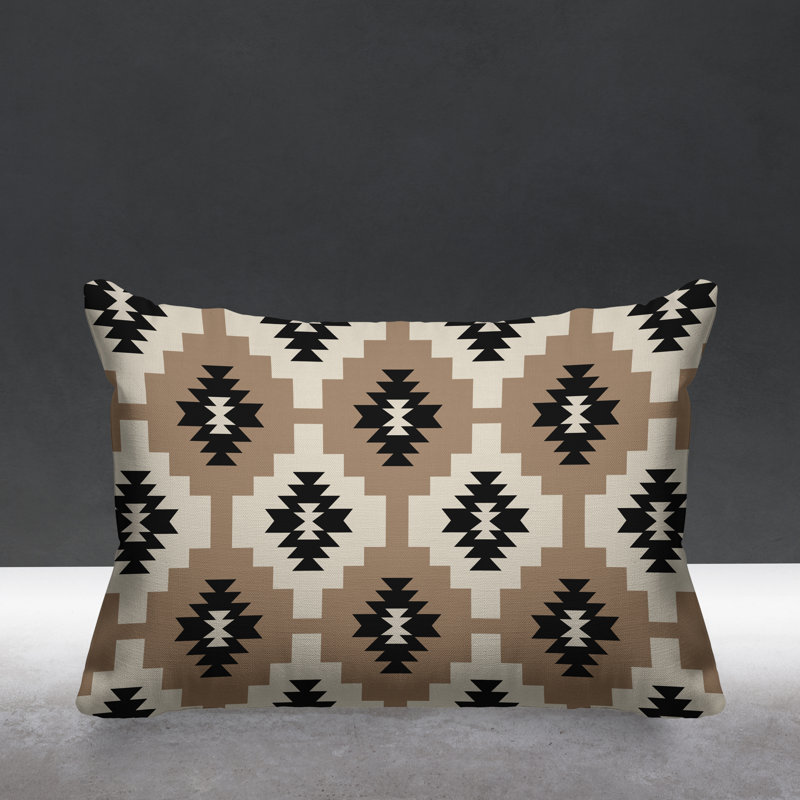 Coussin intérieur / extérieur Hinto Southwestern, 15 po x 15 po, Beige, Carré