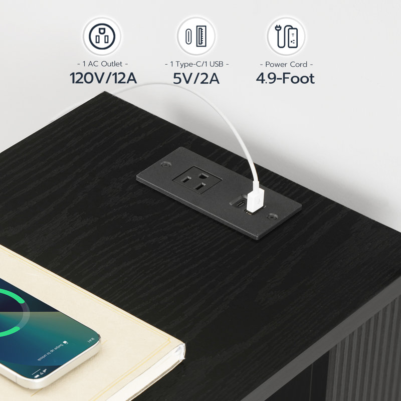 C Table End Table with Charging Station and Storage