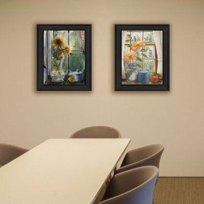 «Flowers», ensemble de 2 peintures encadrées