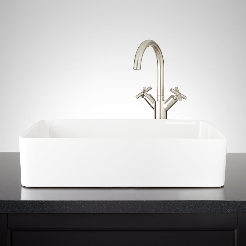 Lavabo vasque rectangulaire en argile réfractaire Hibiscus