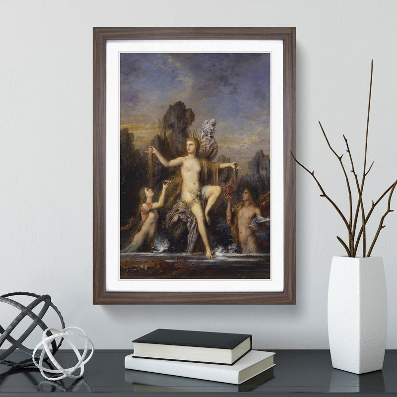 Venus Rising from the Sea by Gustave Moreau - Picture Frame Painting on MDF, 65cm H x 48cm W x 2cm D, Walnut Framed