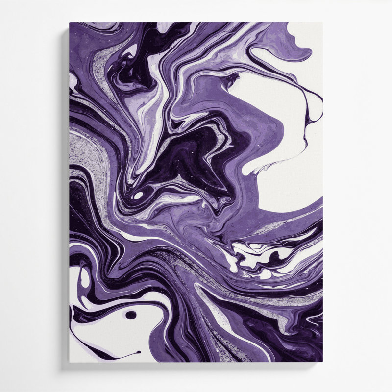 Abstrait art fluide sur toile mauve 4, H 14 po x l 11 po